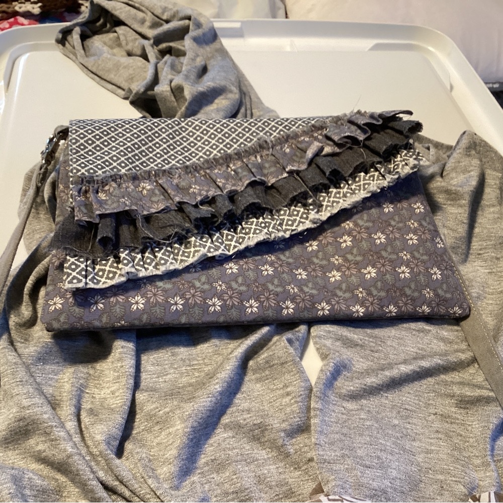 Cross body fabric purse with matching scarf